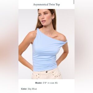 Abercrombie asymmetrical twist top CLOUDY BLUE - nwt!